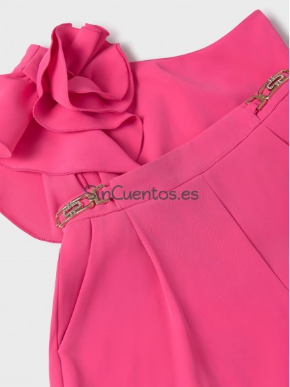Conjunto Bermuda Crepe Fluido fucsia Abel y Lula Vestidos y Monos